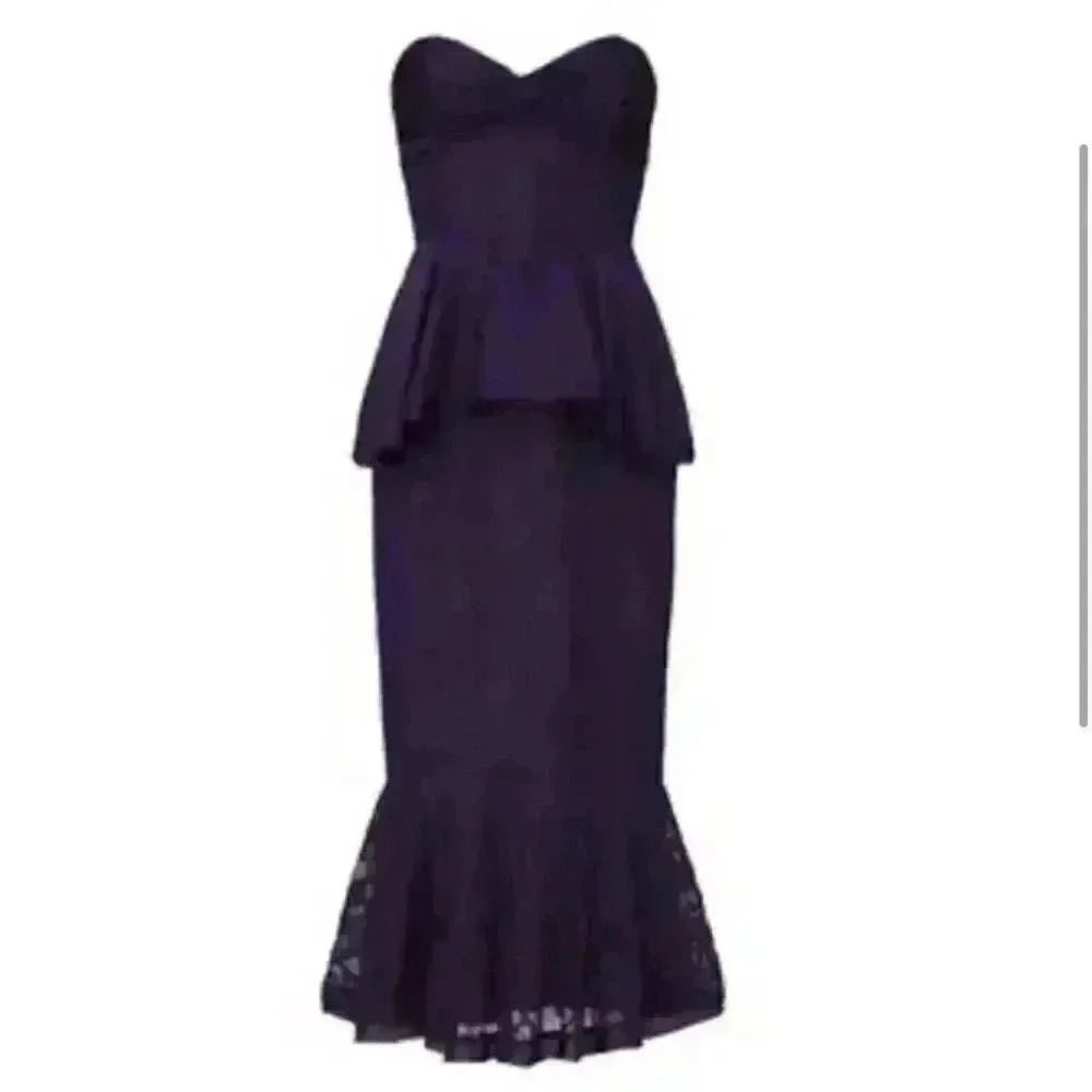 Flor et. al Ashley Strapless Heart Lace Peplum Midi Dress - Picture 3 of 9